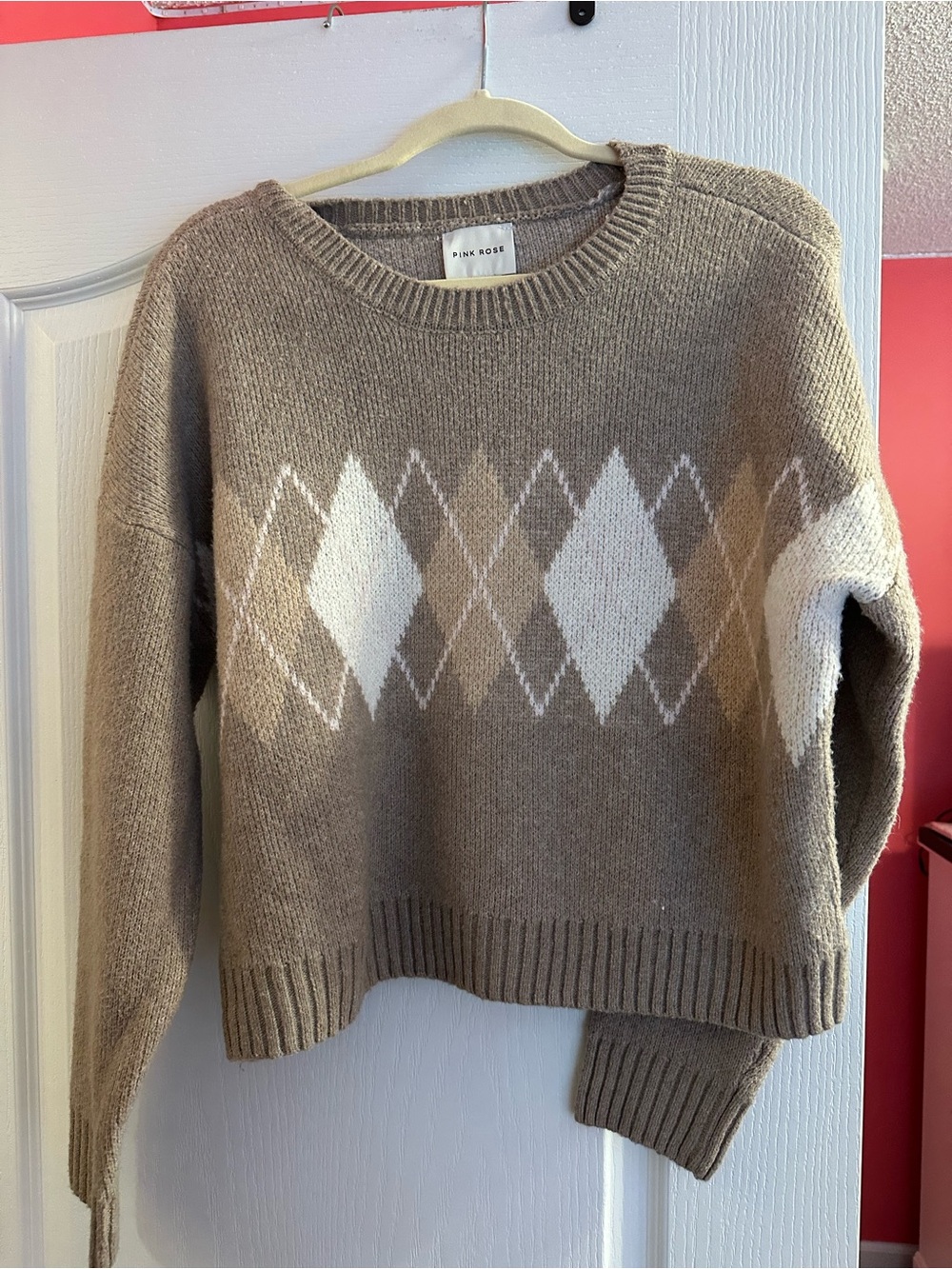 Polo by Ralph Lauren Taupe Argyle Crewneck Sweater